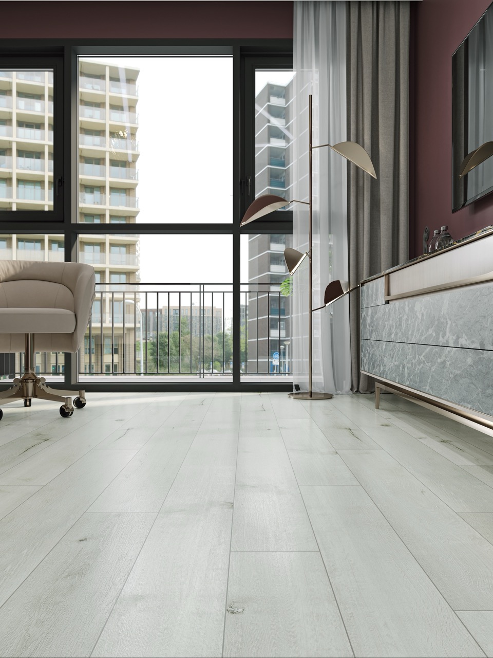 Кварцвиниловый SPC ламинат Cronafloor Joli Радиант J1010 1200×150×4 фото в интерьере